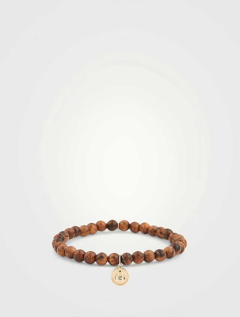Beaded Bracelet With 14K Gold Diamond Buddha Charm