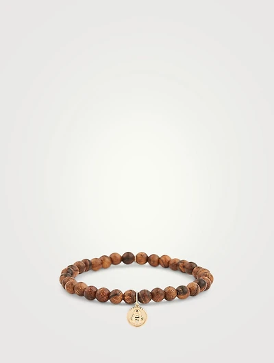 Beaded Bracelet With 14K Gold Diamond Buddha Charm
