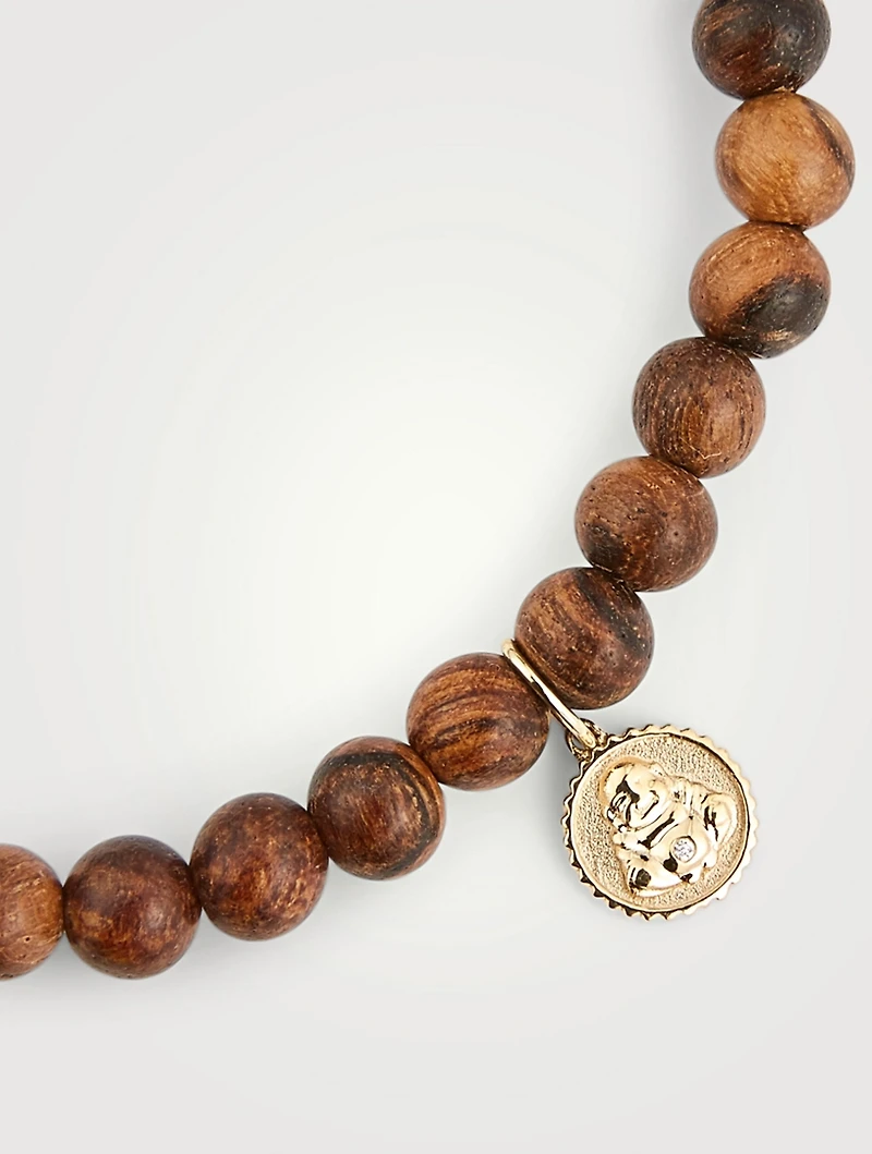 Beaded Bracelet With 14K Gold Diamond Buddha Charm