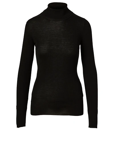 Wool Ribbed Turtleneck Sweater