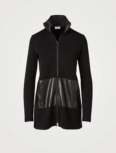 Wool Stretch Zip Cardigan
