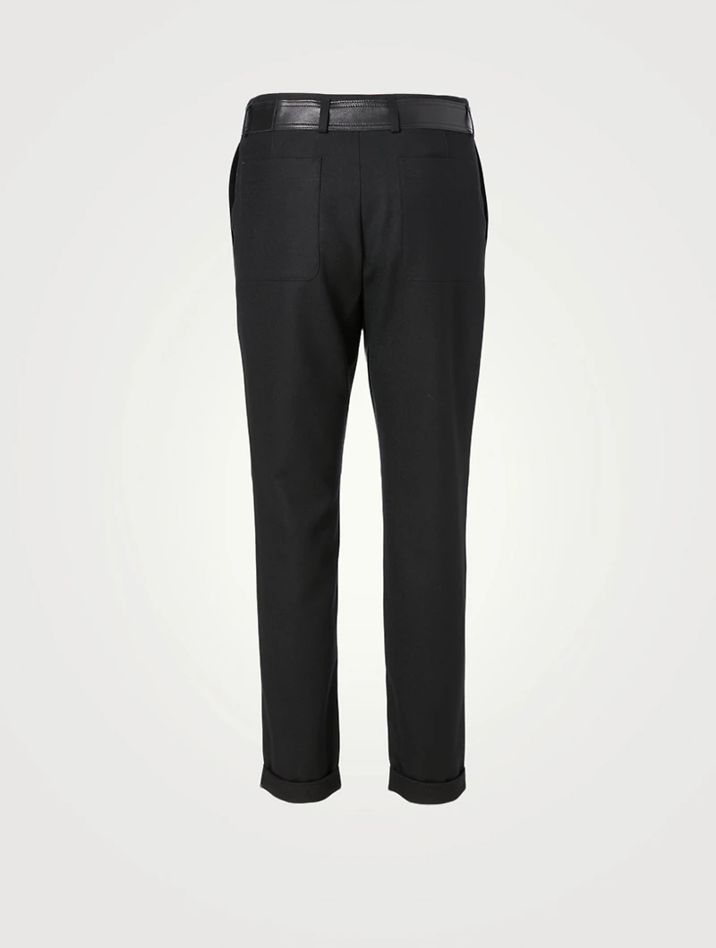 Leather And Wool Pants With Belt