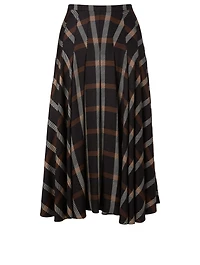 Pleated Midi Skirt Check Print