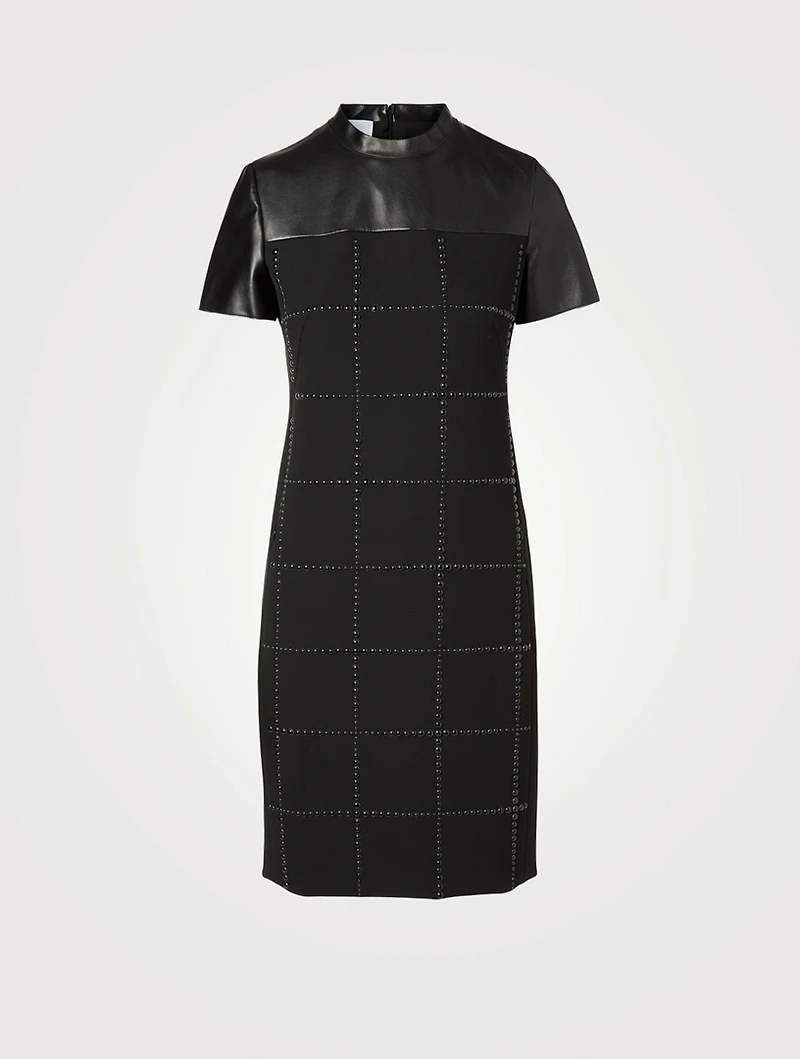 Embellished Grid Mini Dress