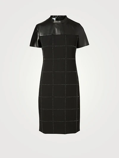 Embellished Grid Mini Dress