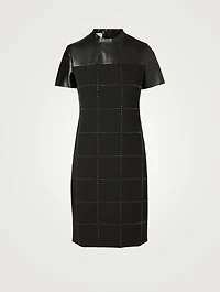 Embellished Grid Mini Dress