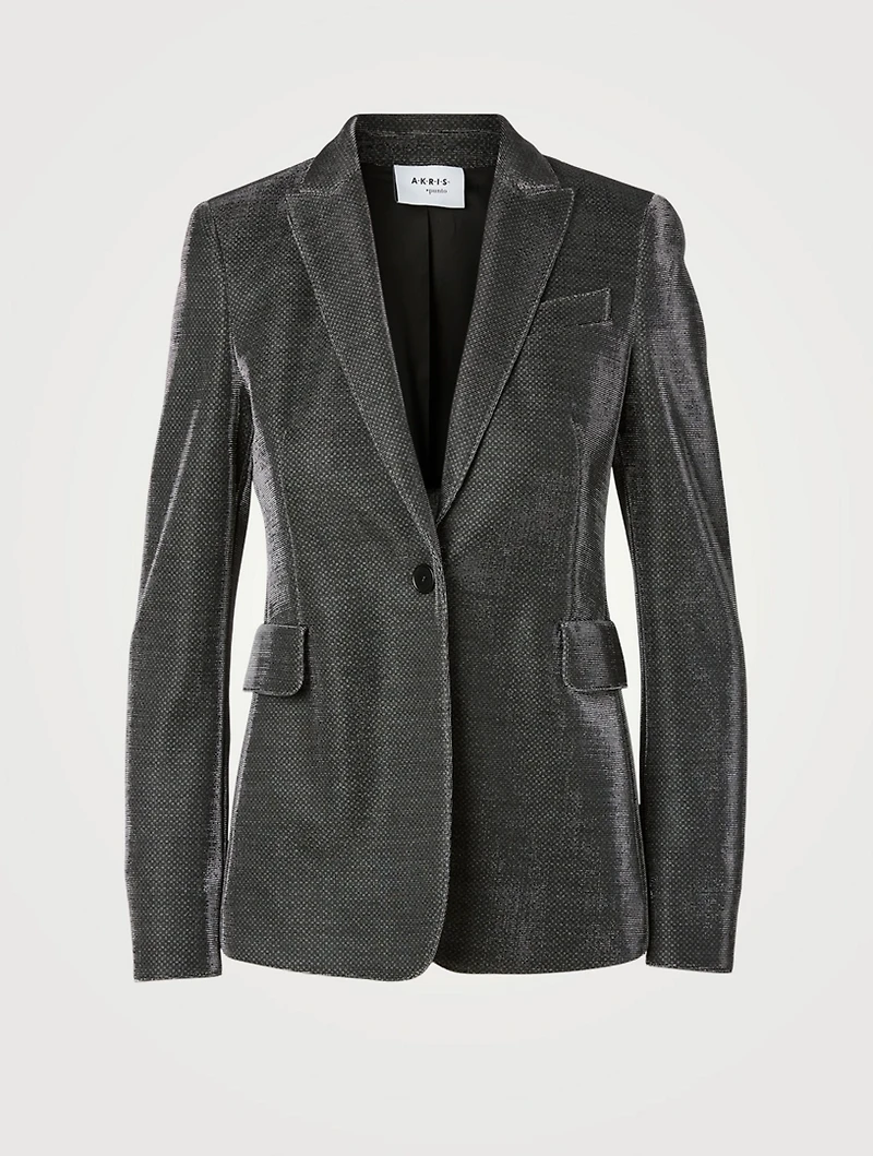 Jersey Blazer Metallic Pinstripe Print