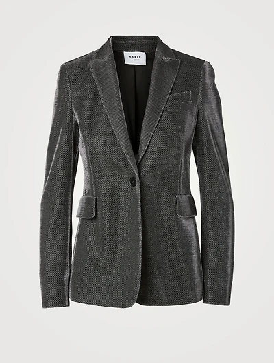 Jersey Blazer Metallic Pinstripe Print