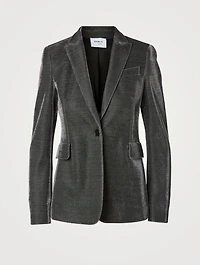 Jersey Blazer Metallic Pinstripe Print