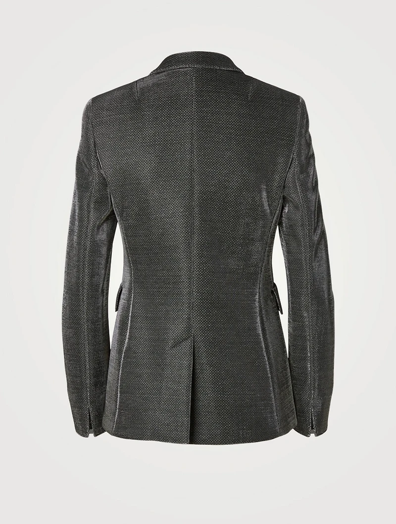 Jersey Blazer Metallic Pinstripe Print