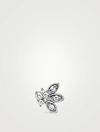 14K White Gold Marquis Petals Stud Earring With Diamonds