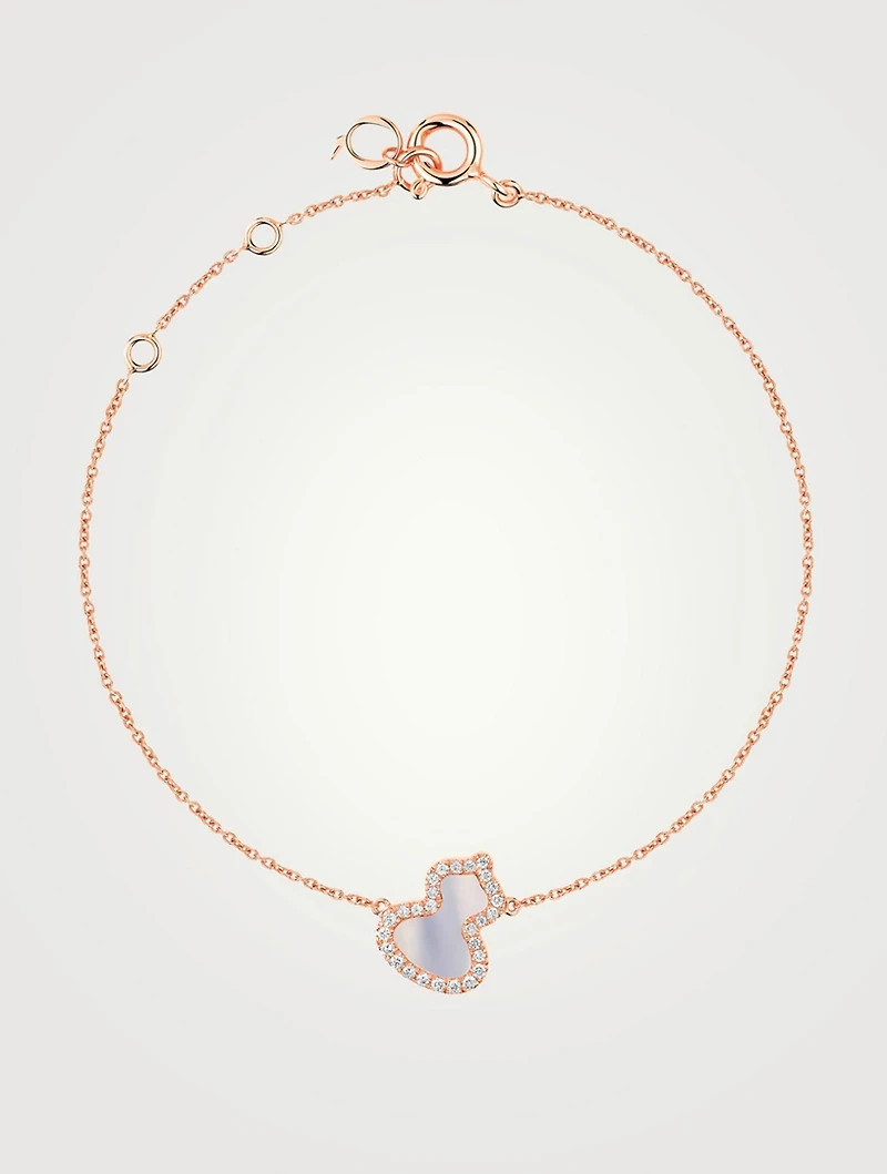 Petite Wulu 18K Rose Gold Bracelet With Diamonds And Mother-Of-Pearl
