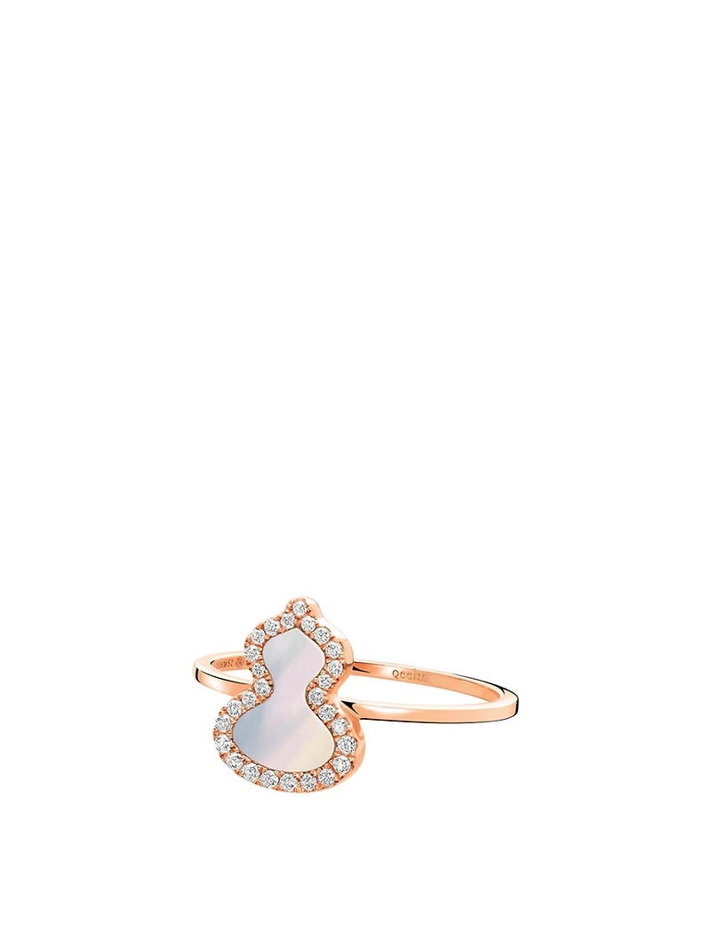 Petite Wulu 18K Rose Gold Ring With Diamonds And Mother Of Pearl