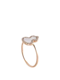 Petite Wulu 18K Rose Gold Ring With Diamonds And Mother Of Pearl