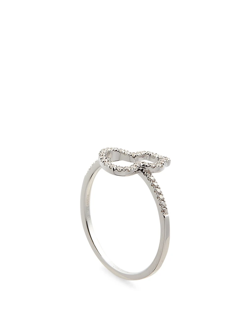 Petite Wulu 18K White Gold Ring With Diamonds
