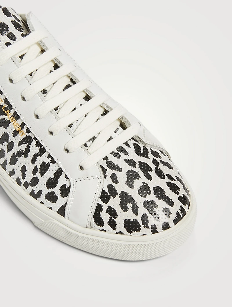 Andy Perforated Leather Sneakers Babycat Print
