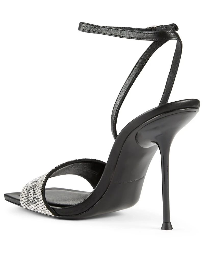 Julie Leather Crystal Logo Heeled Sandals