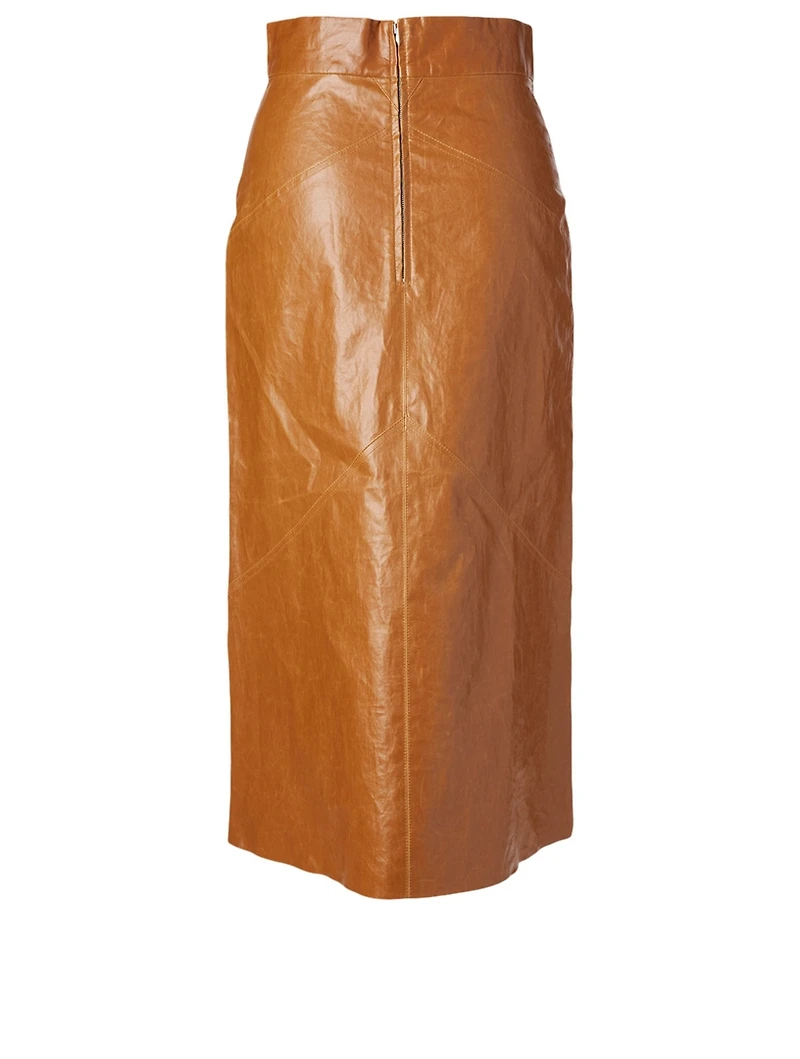 Domiae Faux Leather Midi Skirt