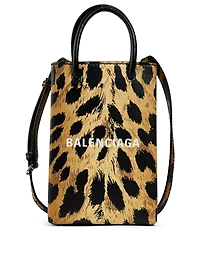 Shopping Leather Phone Holder Bag In Leopard Print