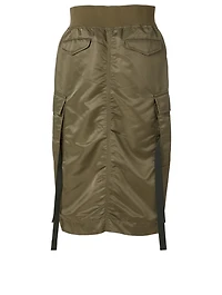 Nylon Twill Midi Skirt
