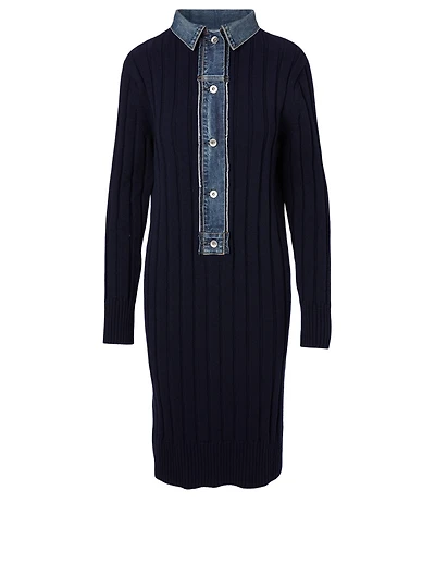 Mix Denim Midi Dress