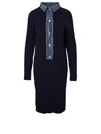 Mix Denim Midi Dress