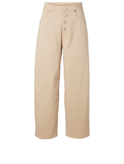 Cotton Jeans With Exposed Button Fly