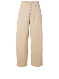 Cotton Jeans With Exposed Button Fly