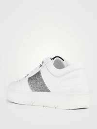 Hawaii/F Leather Sneakers With Glitter Stripe