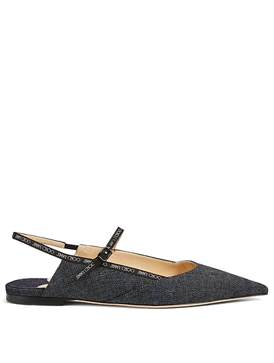 Ree Denim Logo Slingback Flats