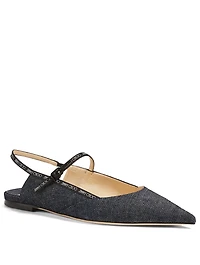 Ree Denim Logo Slingback Flats