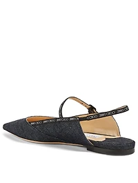 Ree Denim Logo Slingback Flats