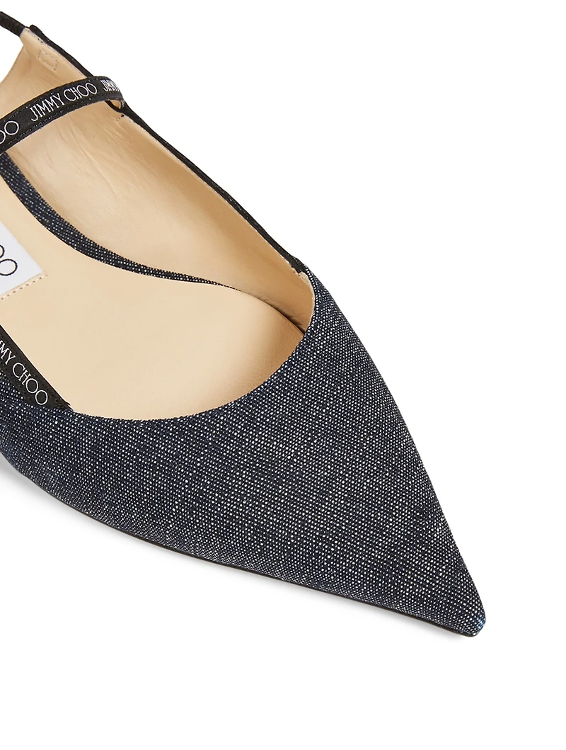 Ree Denim Logo Slingback Flats