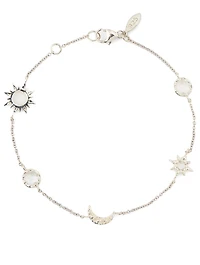Micro Aztec Silver Starburst Link Bracelet With White Topaz
