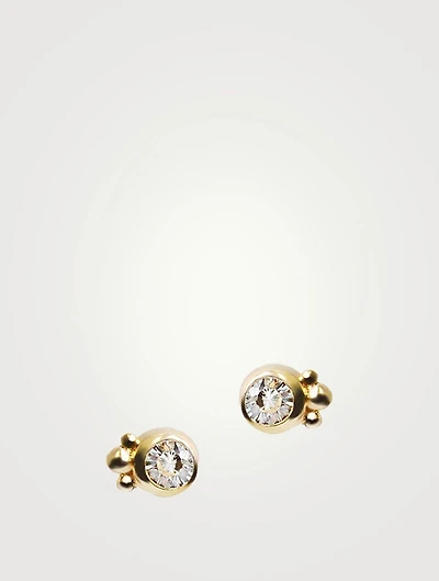 Bonheur 14K Gold Stud Earrings With White Topaz