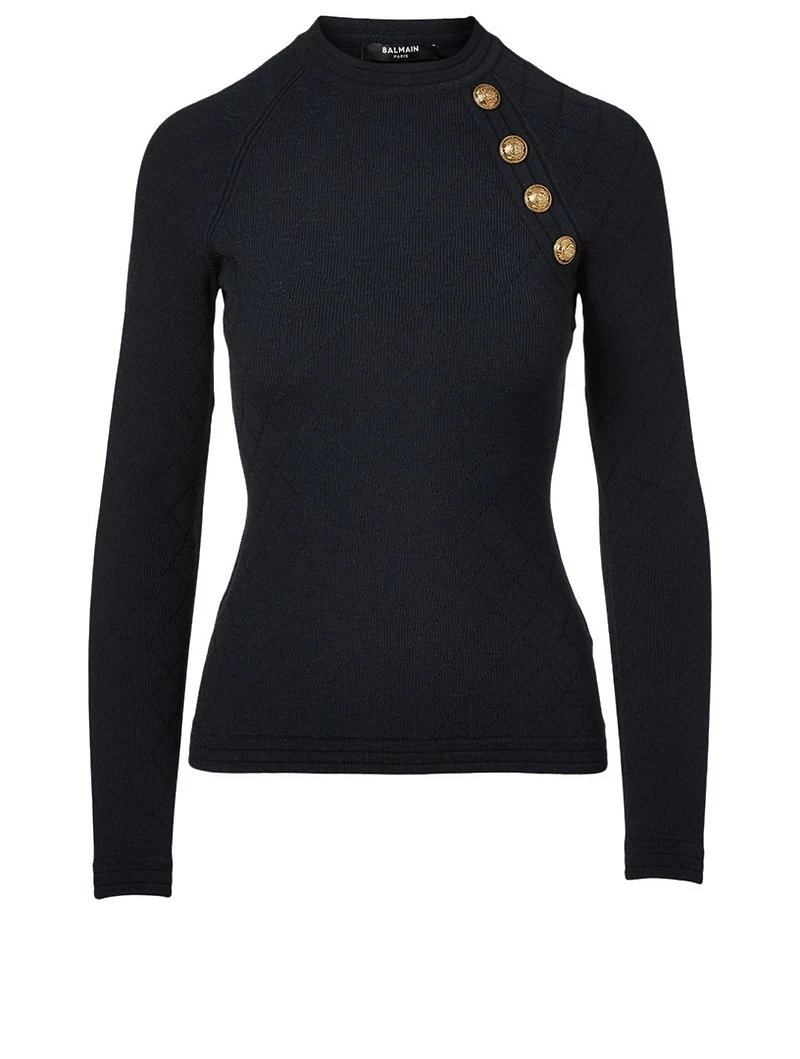 Diamond Knit Sweater With Buttons