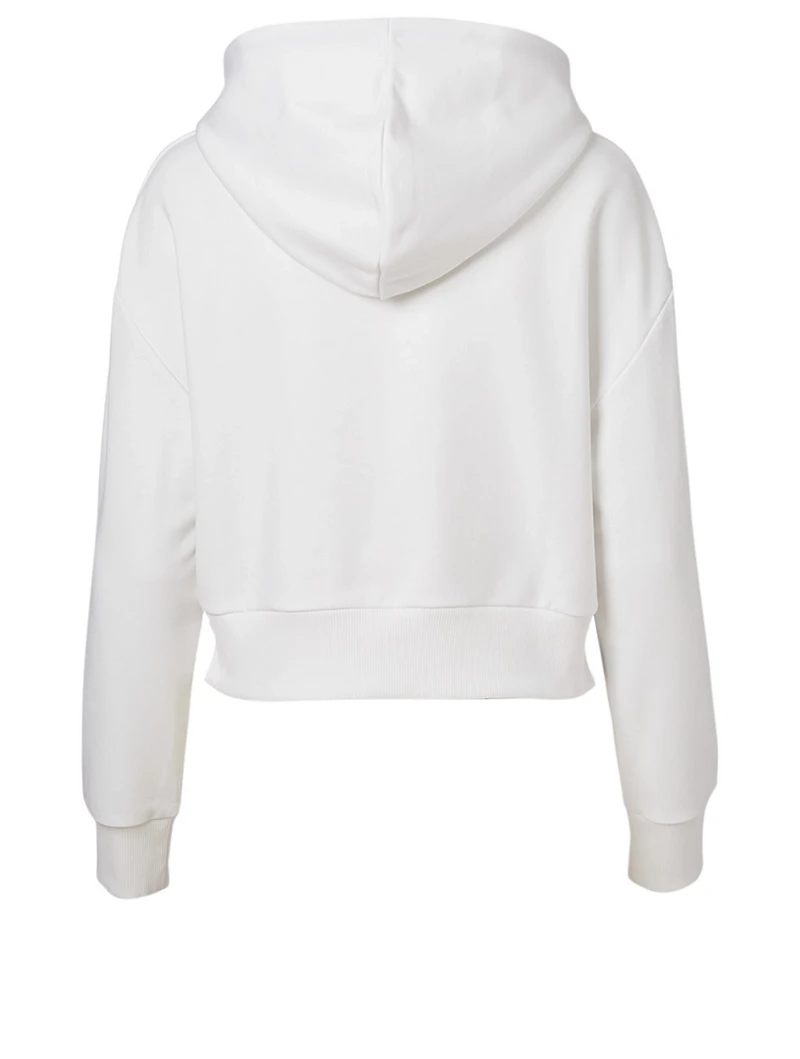 Cotton Flocked Logo Cropped Hoodie