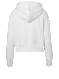 Cotton Flocked Logo Cropped Hoodie