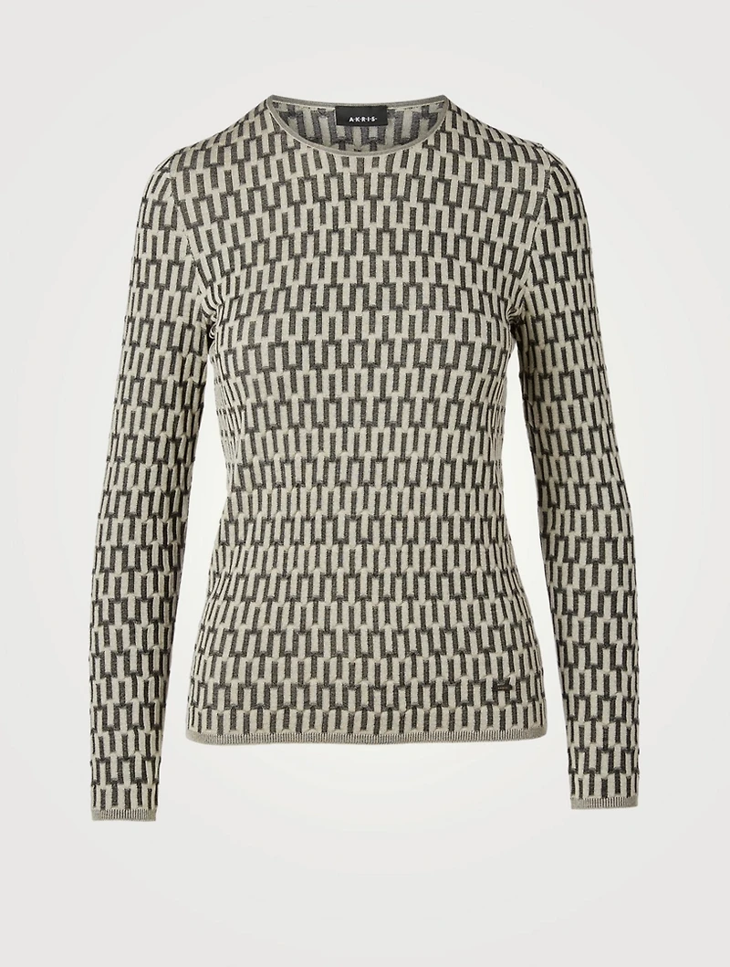 Silk And Wool Jacquard Knit Top