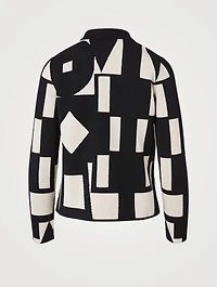 Cashmere Reversible Cardigan With Cubist Intarsia