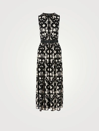 Wool And Silk Midi Dress Cubic Print