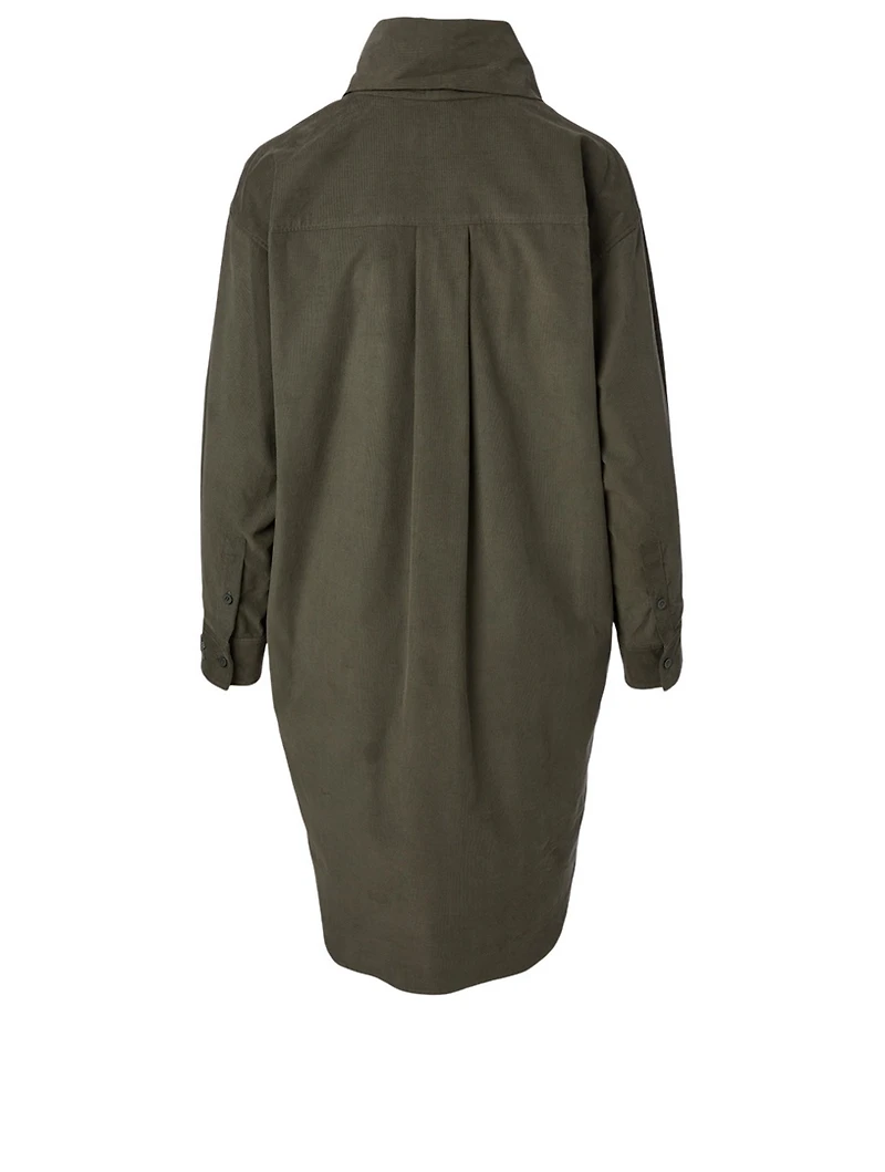 Cotton Cowlneck Shirt Dress