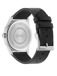 G-Timeless Stainless Steel Leather Strap Watch