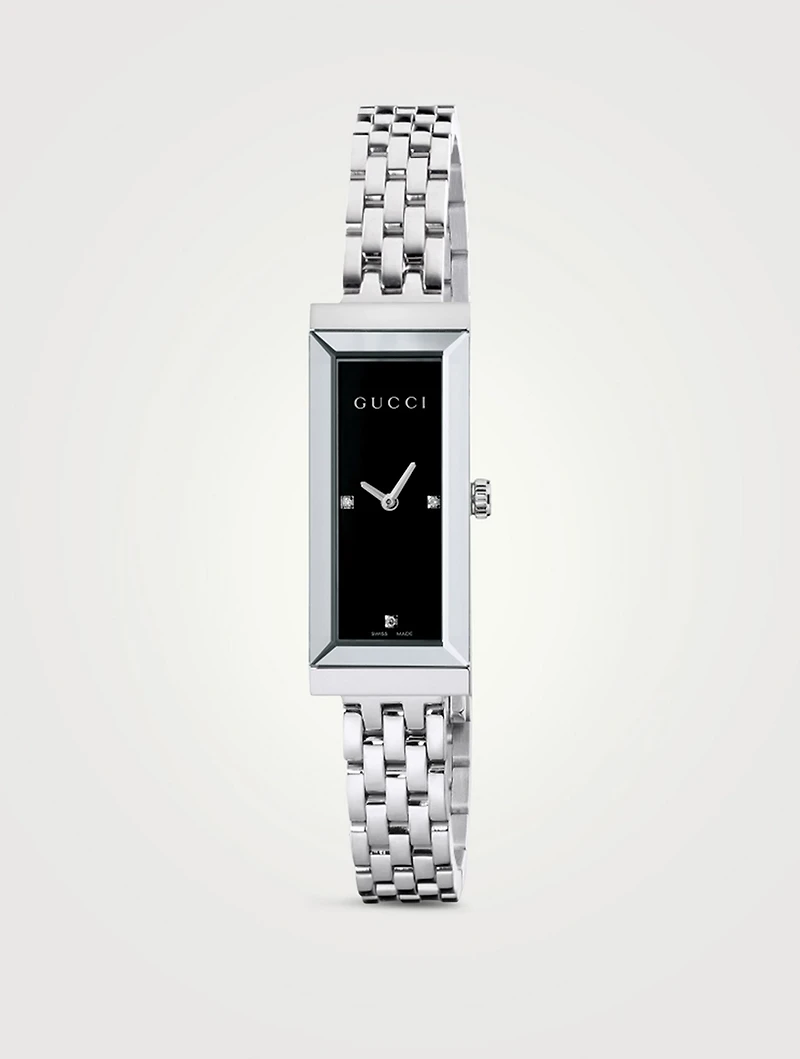 G-Frame Stainless Steel Bracelet Watch With Diamonds