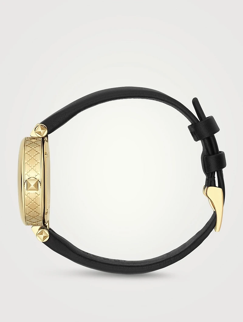 Diamantissima Leather Strap Watch With Mother Of Pearl