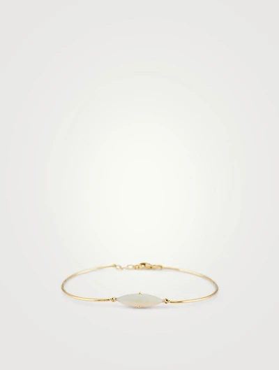 18K Gold Bangle Bracelet With Marquise Opal
