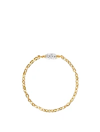 18K Gold Chain Ring With Marquise Diamond