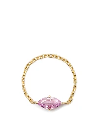 18K Gold Chain Ring With Marquise Pink Sapphire
