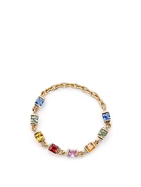 14K Gold Sapphire Rainbow Chain Ring