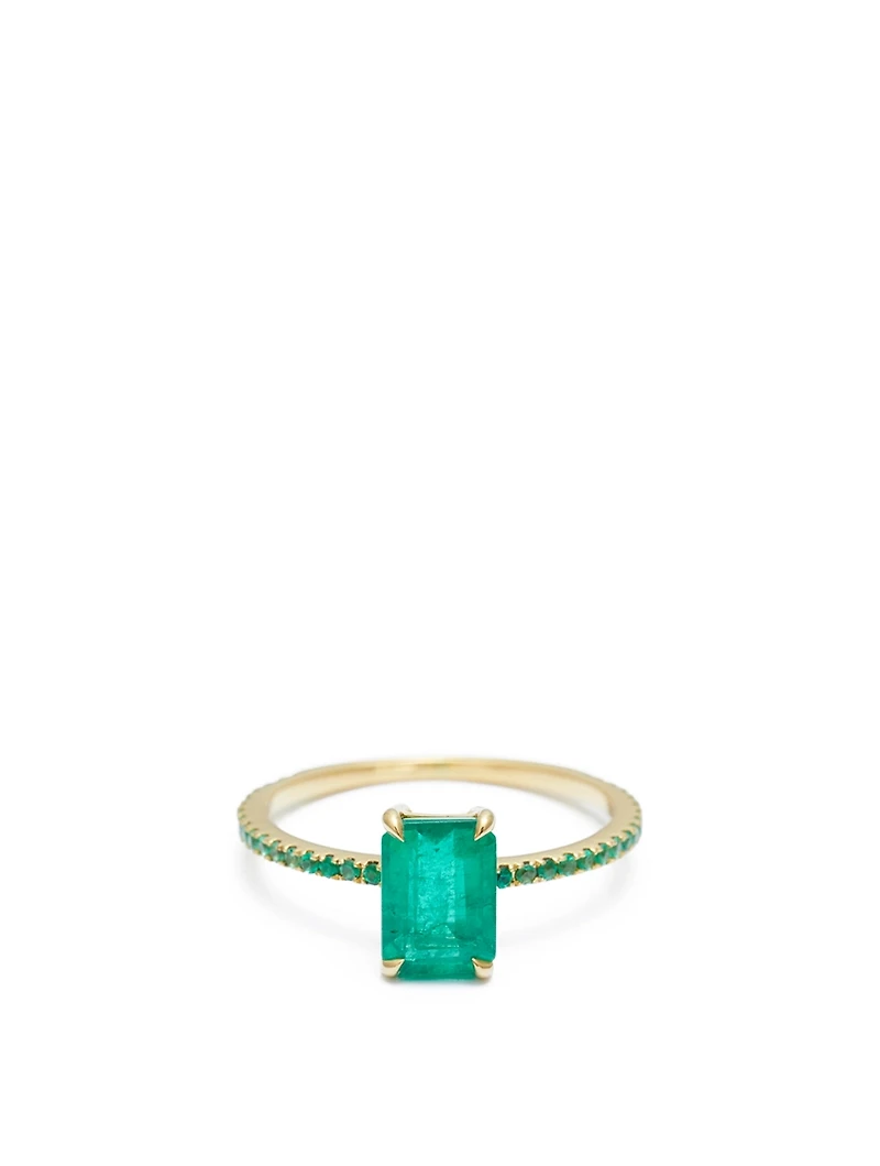 18K Gold Emerald Spring Ring